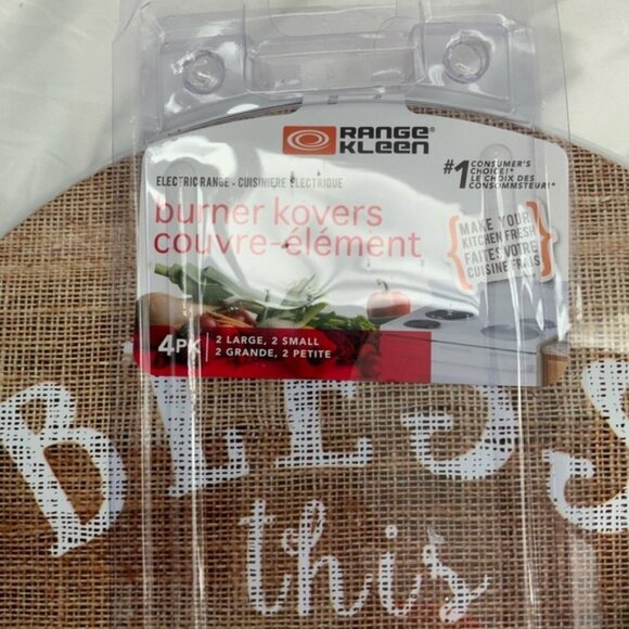 Range Kleen Burlap Blessings Farmhouse Range Stove Covers Round Set of 4 - Picture 7 of 13